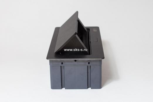 Люк на 3 поста (45х45), металл, черный с пластиковой коробкой, IP40