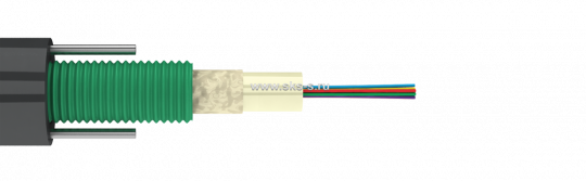 Волоконно-оптический кабель для канализации, легкий, универсальный, гофроброня, силовой элемент проволока, SM 9/125 OS2, 4В, LSZH нг(А)-HF, 2,7кН, чер
