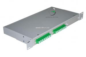 Кросс NTSS оптический 19'' укомплектованный 1U, 16 портов LC/APC duplex, 9/125 мкм (планки, сплайс-кассета, пигтейлы, КДЗС, адаптеры)