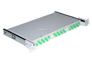Кросс NTSS оптический выдвижной 19'' укомплектованный 1U, 24 порта FC/APC, 9/125 мкм (планки, сплайс-кассета, пигтейлы, КДЗС, адаптеры)