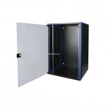Шкаф настенный, телекоммуникационный 19", 18U 600х450, дверь стекло, черный