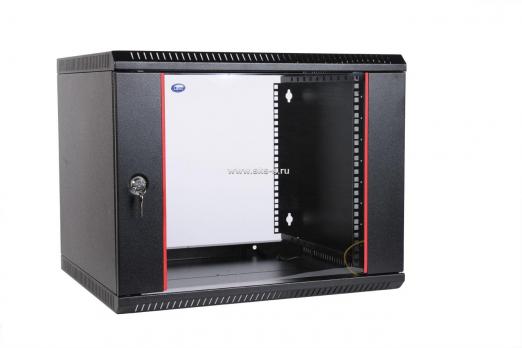 Шкаф телекоммуникационный настенный разборный ЭКОНОМ 6U (600 x 350) дверь стекло, цвет черный