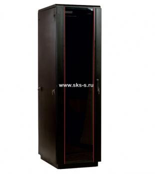 Шкаф телекоммуникационный напольный 42U (600 x 800) дверь стекло, цвет черный