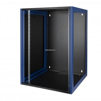 Шкаф настенный, телекоммуникационный 19", 18U 600х450, дверь металл, черный