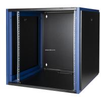 Шкаф настенный, телекоммуникационный 19", 12U 600х600, дверь стекло, черный