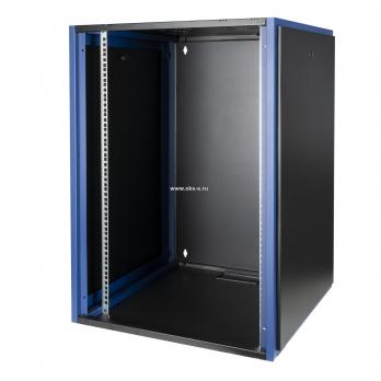 Шкаф настенный, телекоммуникационный 19", 18U 600х600, дверь стекло, черный