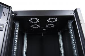 Шкаф напольный, телекоммуникационный 19", 20U 600х600, передняя дверь стекло, задняя стенка сплошная, металл, черный