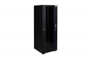 Шкаф напольный, телекоммуникационный 19", 32U 600х600, передняя дверь стекло, задняя стенка сплошная, металл, черный