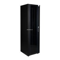 Шкаф напольный, телекоммуникационный 19", 42U 600х600, передняя дверь стекло, задняя стенка сплошная, металл, черный