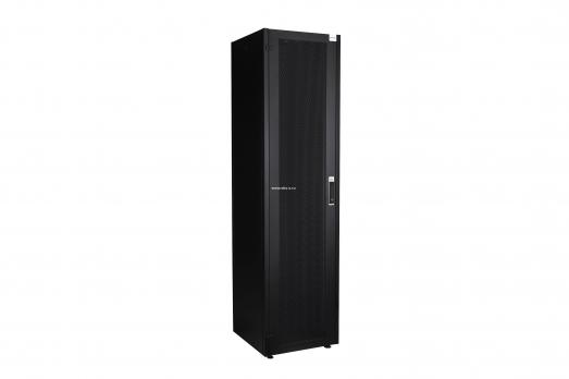 Шкаф напольный, телекоммуникационный 19", 47U 600х600, передняя дверь стекло, задняя стенка сплошная, металл, черный