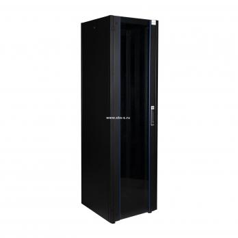 Шкаф напольный, телекоммуникационный 19", 47U 600х600, передняя дверь стекло, задняя стенка сплошная, металл, черный