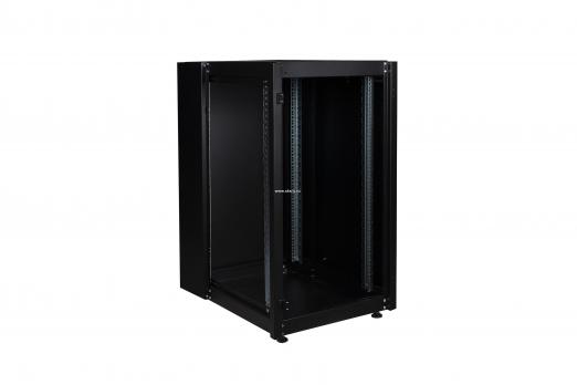 Шкаф напольный, телекоммуникационный 19", 20U 600х800, передняя дверь стекло, задняя стенка сплошная, металл, черный