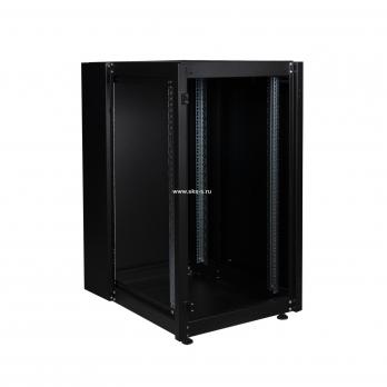 Шкаф напольный, телекоммуникационный 19", 20U 600х800, передняя дверь стекло, задняя стенка сплошная, металл, черный