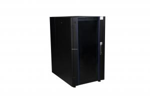 Шкаф напольный, телекоммуникационный 19", 22U 600х800, передняя дверь стекло, задняя стенка сплошная, металл, черный