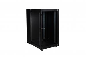 Шкаф напольный, телекоммуникационный 19", 26U 600х800, передняя дверь стекло, задняя стенка сплошная, металл, черный