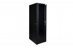 Шкаф напольный, телекоммуникационный 19", 42U 600х800, передняя дверь стекло, задняя стенка сплошная, металл, черный