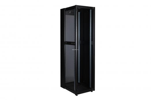 Шкаф напольный, телекоммуникационный 19", 47U 600х800, передняя дверь стекло, задняя стенка сплошная, металл, черный