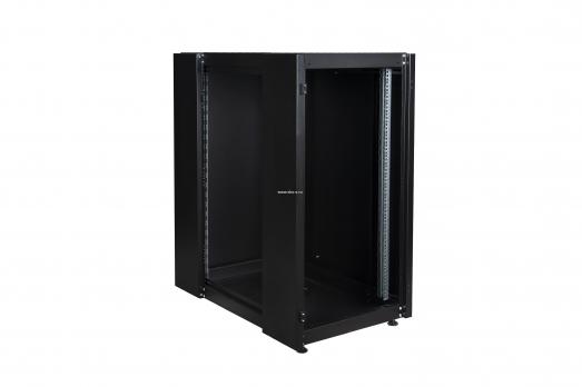 Шкаф напольный, телекоммуникационный 19", 22U 600х1000, передняя дверь стекло, задняя стенка сплошная, металл, черный