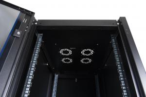 Шкаф напольный, телекоммуникационный 19", 42U 600х1000, передняя дверь стекло, задняя стенка сплошная, металл, черный
