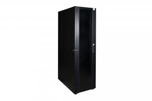 Шкаф напольный, телекоммуникационный 19", 42U 600х1000, передняя дверь стекло, задняя стенка сплошная, металл, черный