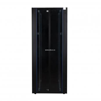 Шкаф напольный, телекоммуникационный 19", 42U 800х800, двойная передняя дверь стекло, двойная задняя металлическая дверь, черный