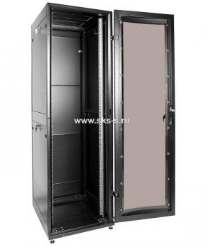 Шкаф телекоммуникационный напольный ПРОФ универсальный 42U (600 x 800) дверь стекло, черный, в сборе