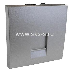 Накладка для розетки телефонной, компьютерной RJ,  45х45 мм (серебристый металлик) LK45