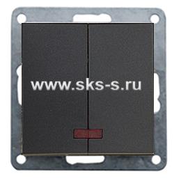 Выключатель 2-кл., с индикаторами (схема 5L) 16 A, 250 B (черный бархат) LK80