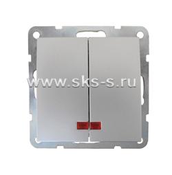 Выключатель 2-кл., с индикаторами (схема 5L) 16 A, 250 B (серебристый металлик) LK60