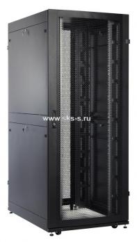Шкаф серверный ПРОФ напольный 42U (800 x 1000) дверь перф., задние двойные перф., черный, в сборе