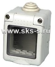 Коробка для о/п, герметичная с прозрачной, силиконовой панелью, 45х45 мм IP55 (серый) LK45