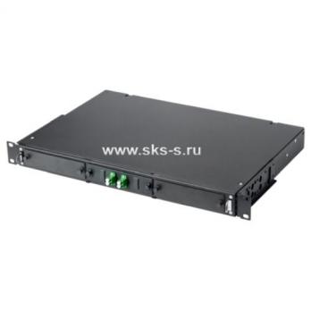 Кросс КТП, выдвижной, полный комплект, 2 розетки 2LC/APC, SM 9/125 OS2, 4 порта, 1U, цвет черный