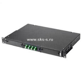 Кросс КТП, выдвижной, полный комплект, 4 розетки 2LC/APC, SM 9/125 OS2, 8 портов, 1U, цвет черный