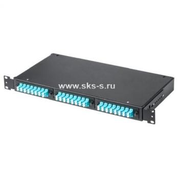 Кросс КСП, стационарный, полный комплект, 24 розетки 2LC/UPC, MM 50/125 OM3, 48 портов, 1U, цвет черный