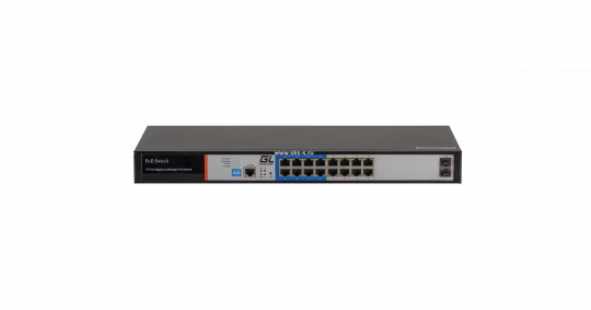 Коммутатор GIGALINK, WEB Smart управляемый, 16 PoE (802.3af/at) портов 10/100/1000Мбит/с 8 до 250 метров cat.6, 2*SFP 1000Мбит/с, 250Вт APO&R