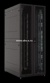 Шкаф серверный ПРОФ напольный 48U (800 ? 1000) двери двойные перф. 2 шт., черный, в сборе