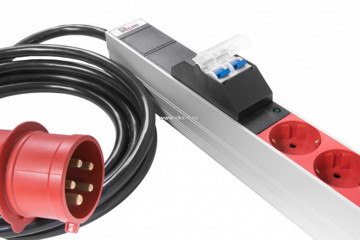 Верт блок розеток, мониторинг, измерение, 3 фазы 16А, 18S, 1420 мм, вх IEC 309, шнур 3м