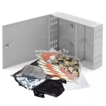 Кросс NTSS оптический настенный, укомплектованный, 32 порта SC/UPC, 50/125 мкм ОМ3 (планки, сплайс-кассета, пигтейлы, КДЗС, адаптеры)