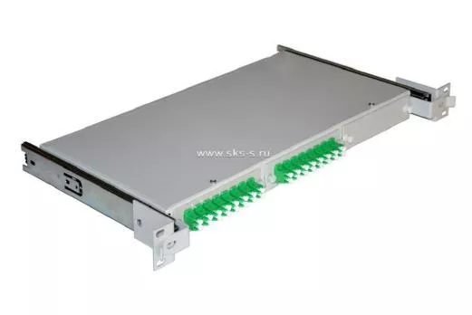 Кросс NTSS оптический выдвижной 19'' укомплектованный 1U, 16 портов LC/UPC duplex, 9/125 мкм (планки, сплайс-кассета, пигтейлы, КДЗС, адаптеры)