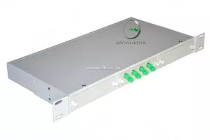 Кросс NTSS оптический 19'' укомплектованный 1U, 8 портов FC/APC, 9/125 мкм (планки, сплайс-кассета, пигтейлы, КДЗС, адаптеры)