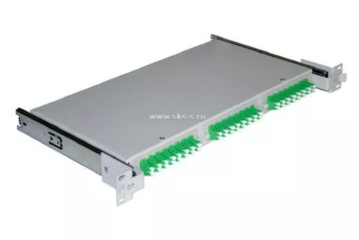 Кросс NTSS оптический выдвижной 19'' укомплектованный 1U, 24 порта LC/UPC duplex, 9/125 мкм (планки, сплайс-кассета 2шт, пигтейлы, КДЗС, адаптеры)
