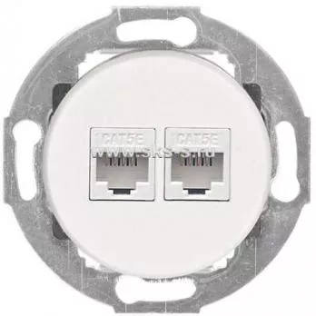Розетка компьютерная  2хRJ-45 кат. 5е с накладкой (белый) Vintage